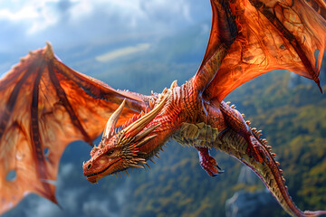 red dragon flying in the sky