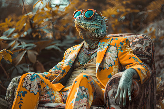 Lizardman wearing cool clothes