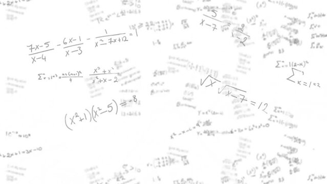 Animation of mathematical equations on white background