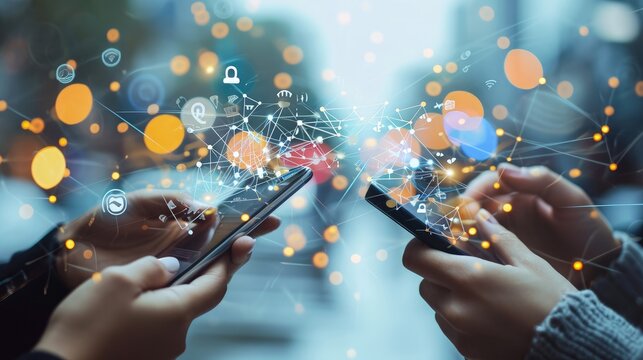 Internet, social networking connections, online communication, gadgets devices, phones chats, social media day, Connecting people through advanced technology, correspondence conversations