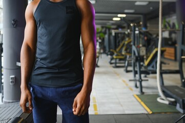 Black African American young man at the gym