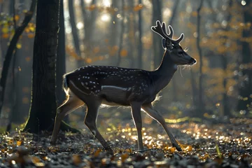 Foto op Plexiglas deer wandering in the forest © IL