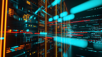 Digital cyberspace and digital data network connections concept. Future technology digital abstract background concept. 3d rendering