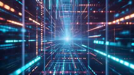 Fototapeta na wymiar Digital cyberspace and digital data network connections concept. Future technology digital abstract background concept. 3d rendering