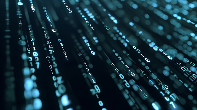 3d rendered abstract binary number falling from above Technology digital big data network connection, 3D rendering