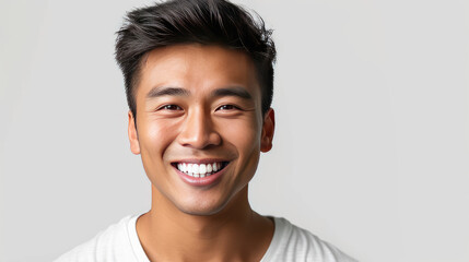 Happy Asian Man in Portrait with a Smiling Headshot and Confident Expression.