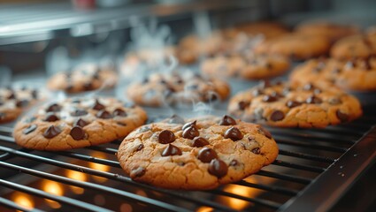 Freshly baked cookies with smoke on top - obrazy, fototapety, plakaty