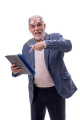 Old businessman isolated on white