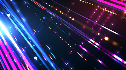 3D Futuristic abstract abstract futuristic background. Neon lines, glow . Motion graphic for abstract data center, server, internet, speed.