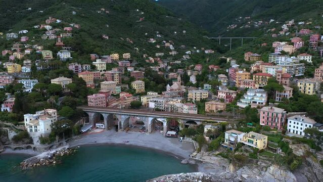 Aerial View of Zoagli, a town in Italy just north of Cinque Terre on the Ligurian Sea