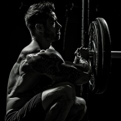Fototapeta na wymiar a man lifting weights in a gym