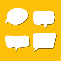 Set of white speech bubble with shadow isolated backgroud. space for text. abstract blank area for rill text of font.