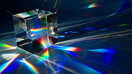 3d rendered abstract solid glass cube - obrazy, fototapety, plakaty