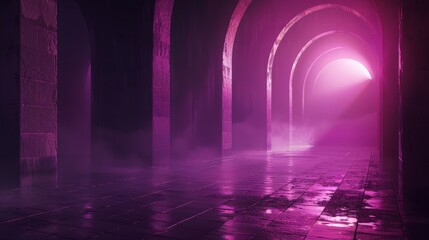 a purple light in a tunnel