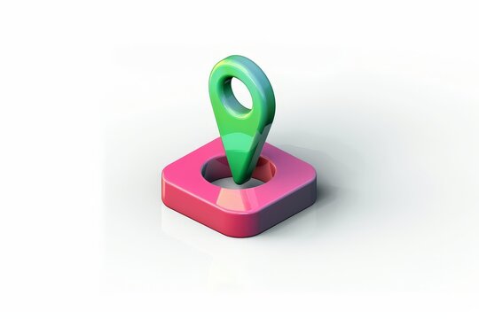  3d isometric illustration of one Location Pin icon floating in a pure white background 