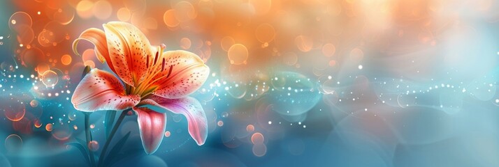 abstract background with a surreal beautiful lily flower on bokeh background