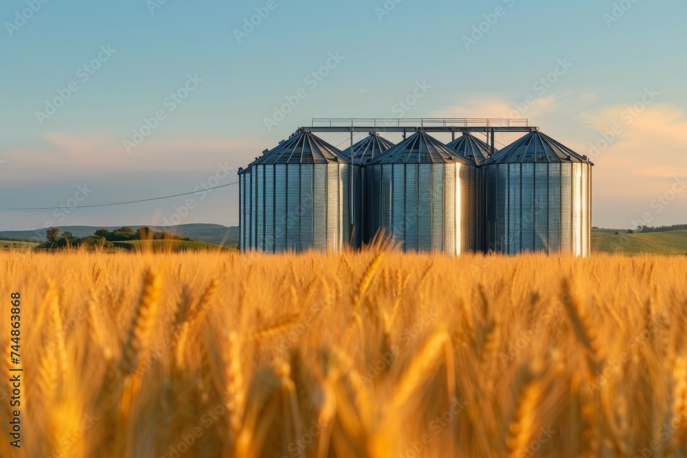 Poster elevator on a farm. background with selective focus and copy space