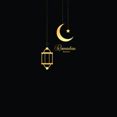 Ramadan Kareem  Celebration Gold Calligraphy Stylish Lettering Ramadan Kareem Text Moon Vector illustration