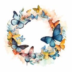a wreath of butterflies and leaves