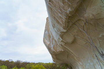 Limestone mountain. Background with selective focus and copy space