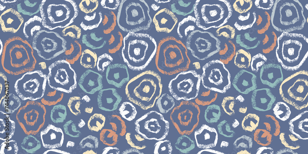 Poster vector abstract seamless pattern with organic textured round shapes. curvy linear shapes background.