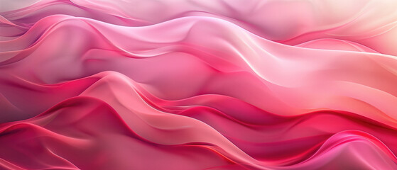 Obraz premium Vibrant red and pink gradient waves resembling flowing silk.