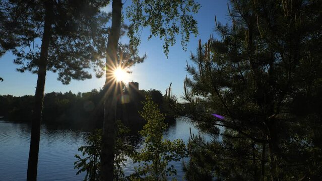 Lake Ottenstein on a Sunny Afternoon in June with Sunstar and Lens Flare