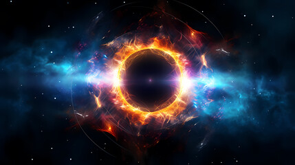 Fototapeta premium Human eye animation concept with rainbow membrane, rainbow lines after flash spreading out from bright white circles