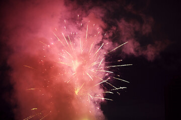 Warm color of firework spark