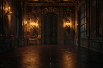 Fototapeta na wymiar Empty elegant dark room at night with copy space