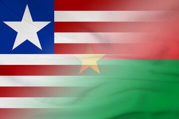 Liberia and Burkina Faso official flag international negotiation BFA LBR - obrazy, fototapety, plakaty