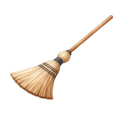 Broom, Spring cleaning equipment, Cleaning element, Watercolor, Transparent Background