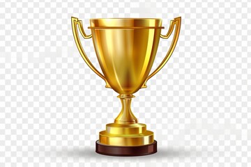 Gold trophy cup isolated on transparent or white background, png - obrazy, fototapety, plakaty
