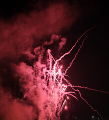 Red color of firework showcase