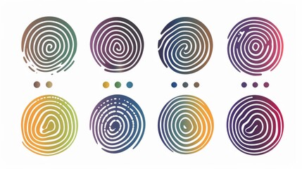 An abstract vector depiction of a fingerprint icon or symbol