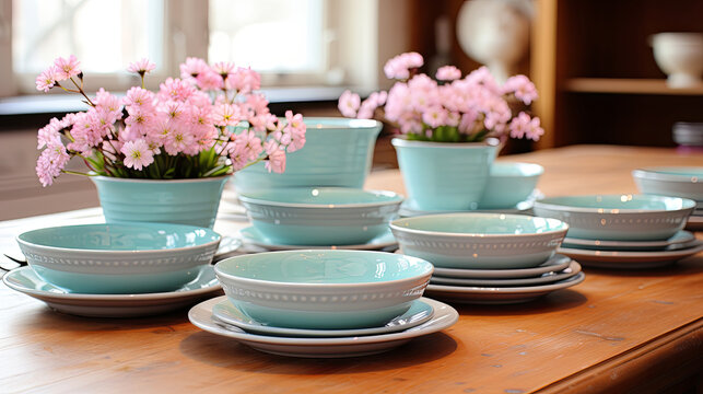 An EasterThemed Dining Setting Embellished with Blossoms, Mouthwatering Cakes, and UNIQULY DECR