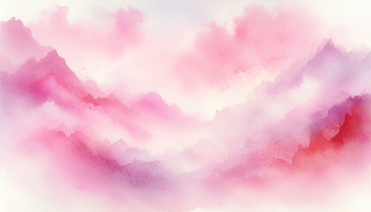 Abstract pink watercolor landscape.