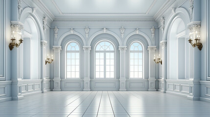 A Serene Image Captoring A Spacious, White Room Devoid of Furniture, Evoking a Sense of Emptines - obrazy, fototapety, plakaty