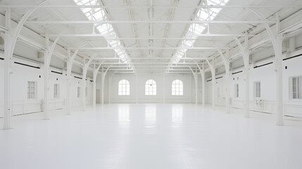 A Serene Image Captoring A Spacious, White Room Devoid of Furniture, Evoking a Sense of Emptine - obrazy, fototapety, plakaty