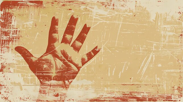 A vector grunge illustration featuring the print of a child's hand, showcasing a cute skin texture pattern