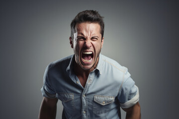Fototapeta premium Angry Man Screaming in Frustration