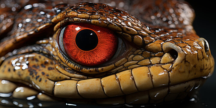 In CloseUp Perspective, The Alligator's Skin Exhibits a Macro Assembly of Detailed Shades and D