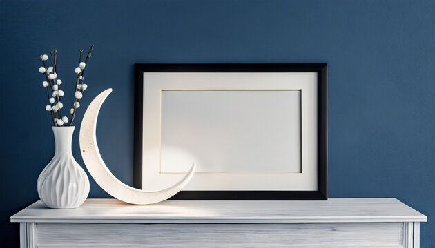 lamp on the bedside table, moon-shaped lamp