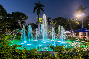 Fountain of luminous waters located in Maria Izabel Square, in the city of Marilia, in São Paulo,...