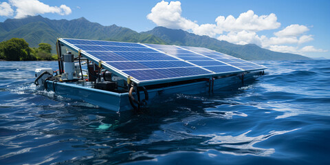 The Top View Unveils a Floating Solar Park Utilizing the Water's Surface to Generate Sustainable