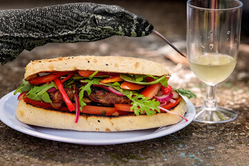 A typical Australian bush barbecue and a Lace Monitor Australian lizard