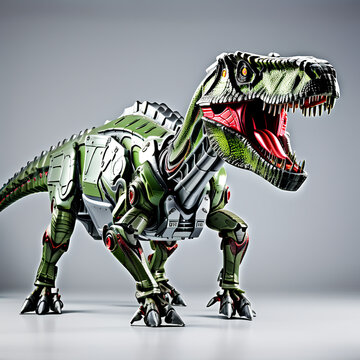 3d rendered illustration of a dinosaurs robot. Generative AI