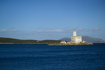Fototapeta na wymiar Lido del Sole, the lighthouse. Olbia. Sardinia. Italy.