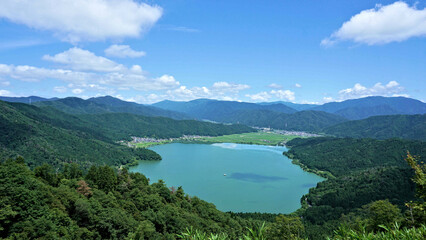 Fototapeta na wymiar 賤ヶ岳山頂からの余呉湖の風景