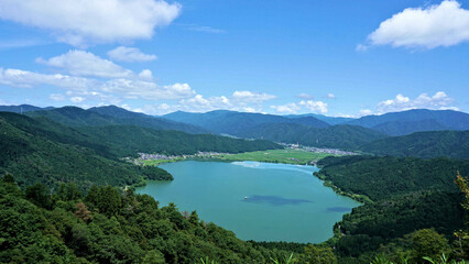 Fototapeta na wymiar 賤ヶ岳山頂からの余呉湖の風景
